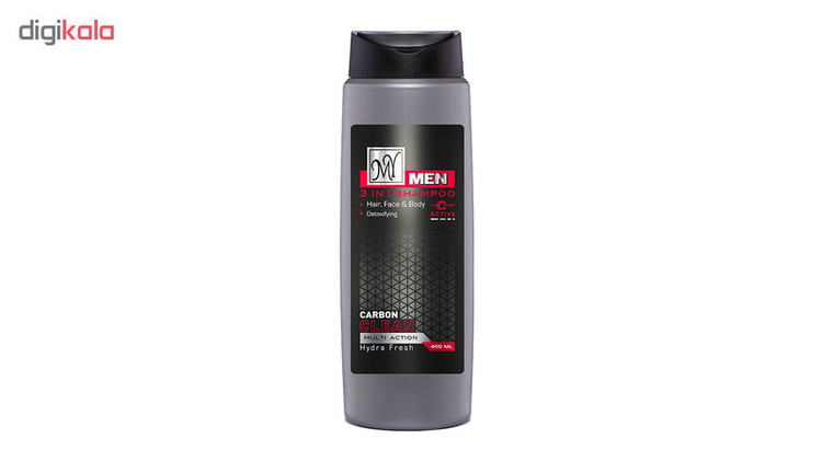 شامپو روزانه سر، صورت و بدن مای مردانه مخصوص انواع مو، حجم 400 میلیلیتر مدل Carbon Clean، رطوبت رسان، طراوتبخش و خنککننده