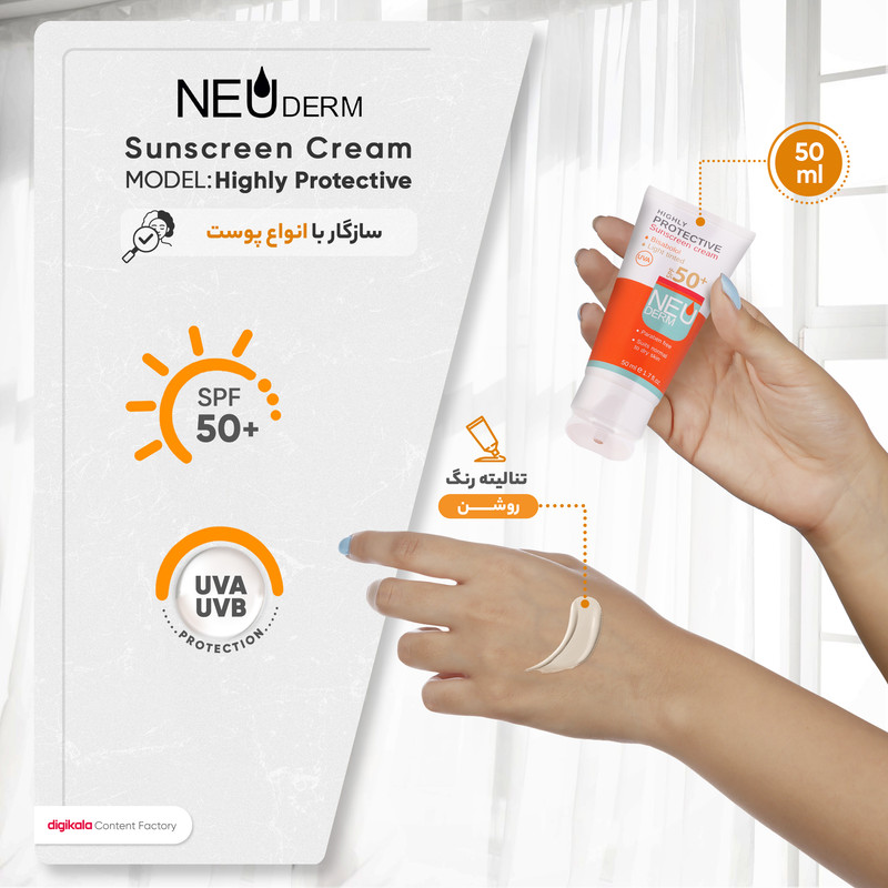 کرم ضدآفتاب نئودرم مدل Highly Protective SPF50، حجم 50 میلیلیتر