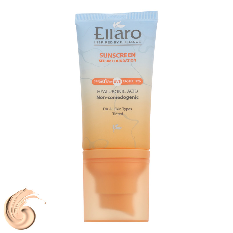 کرم ضد آفتاب رنگی صورت الارو SPF 50 مدل Hyaluronic acid ‌محافظ در برابر اشعه UVA و UVB مناسب برای انواع پوست حجم 40 میلی‌لیتر