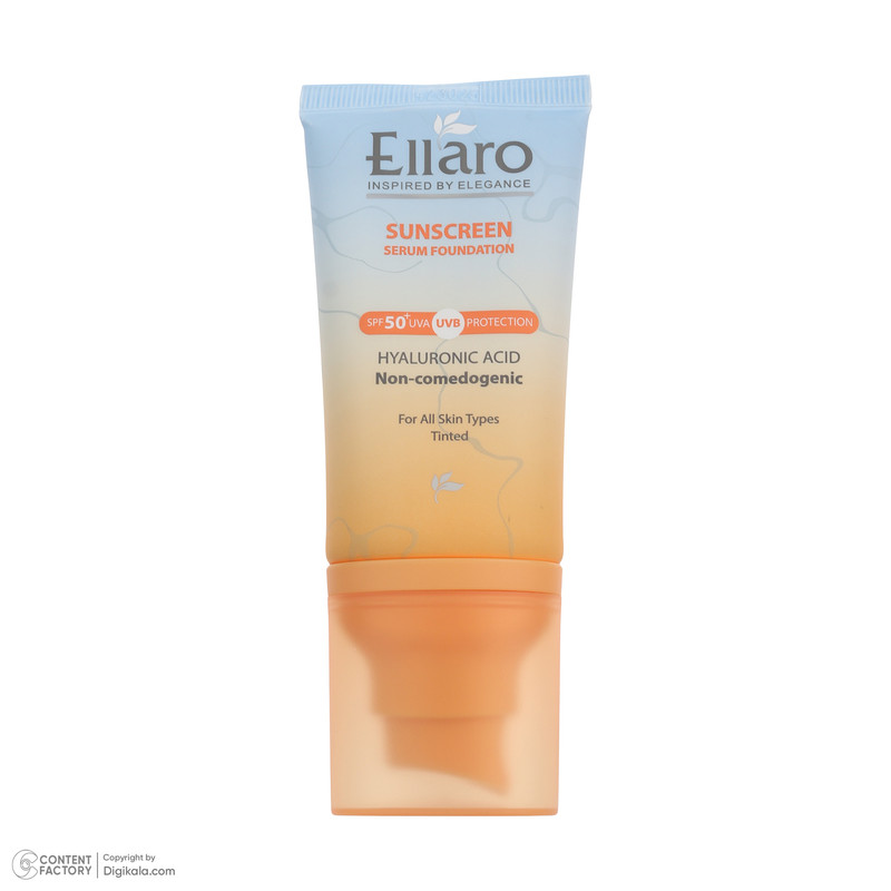 کرم ضد آفتاب رنگی صورت الارو SPF 50 مدل Hyaluronic acid محافظ در برابر اشعه UVA و UVB مناسب برای انواع پوست حجم 40 میلیلیتر