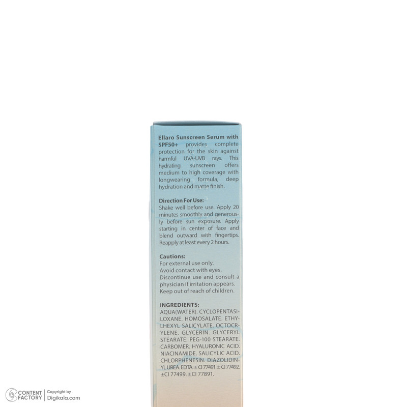کرم ضد آفتاب رنگی صورت الارو SPF 50 مدل Hyaluronic acid محافظ در برابر اشعه UVA و UVB مناسب برای انواع پوست حجم 40 میلیلیتر