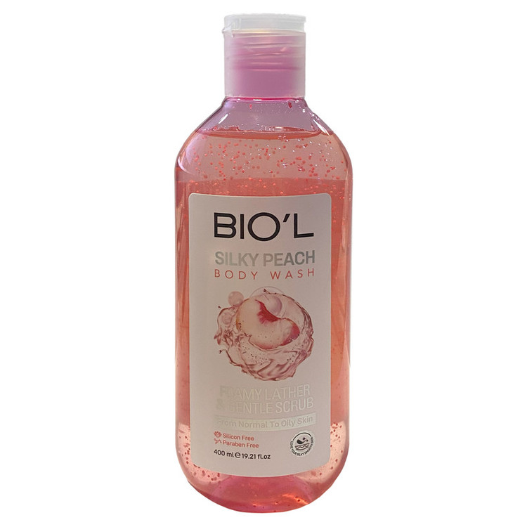 شامپو بدن بیول مدل SILKY PEACH با رایحه هلو ابریشمی مناسب برای پوست چرب و معمولی حجم 400 میلی لیتر