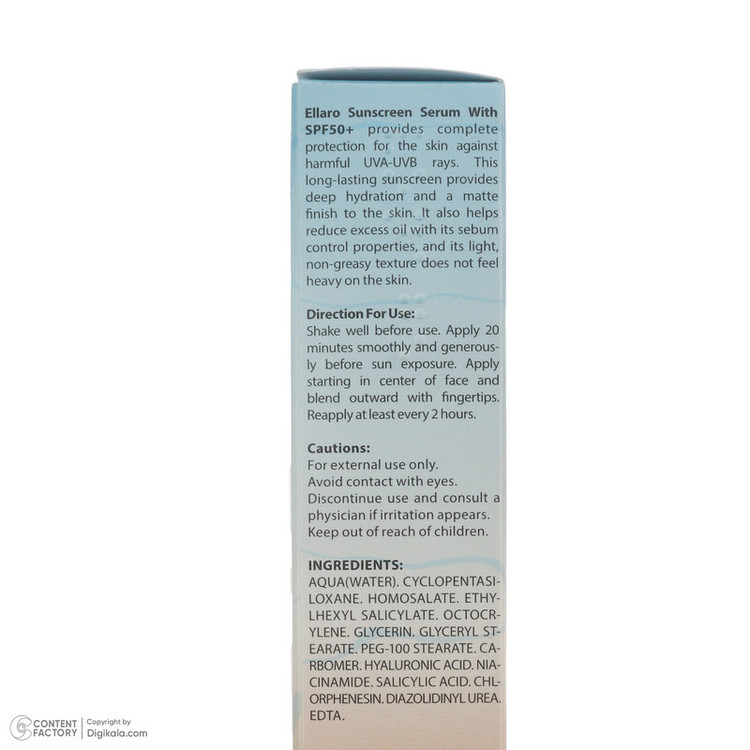 کرم ضد آفتاب بیرنگ صورت الارو SPF 50 مدل Hyaluronic acid محافظ در برابر اشعه UVA و UVB مناسب برای انواع پوست حجم 40 میلیلیتر