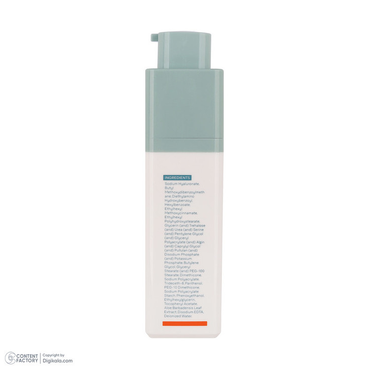 کرم ضدآفتاب بیرنگ ژنوبایوتیک، مدل Fusion water، حاوی محافظ UVA ،UVB، ضدآب، فاقد چربی، بدون پارابن، حاوی ویتامین E و هیالورونیک اسید مناسب انواع پوست، حجم 30 میلیلیتر