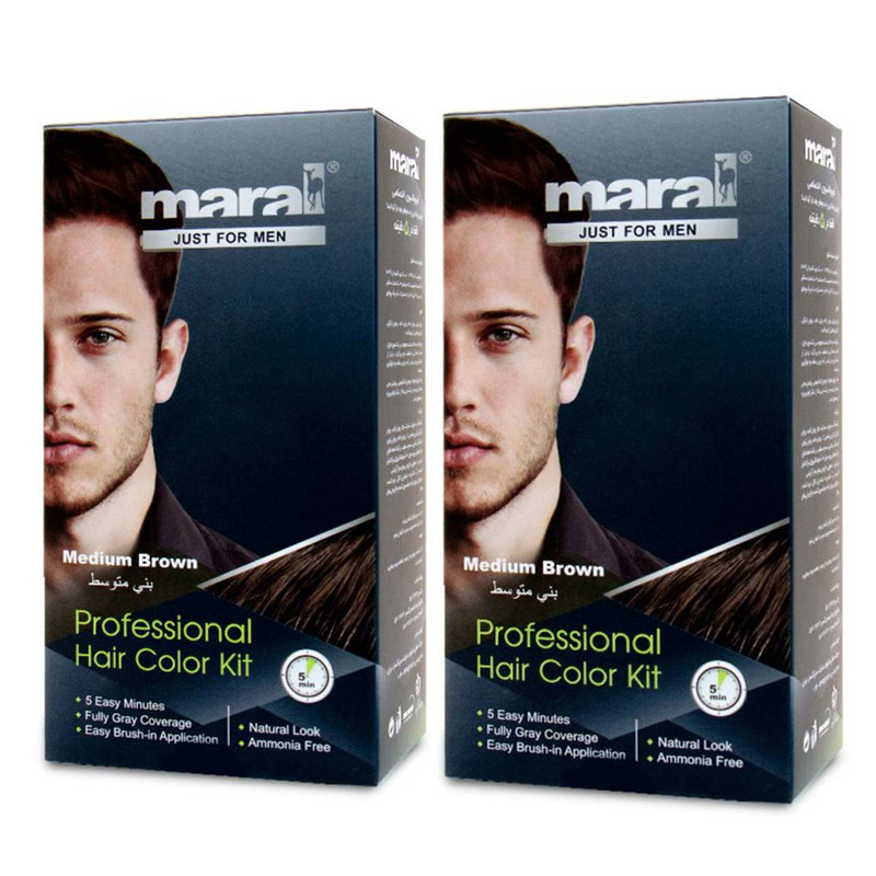 کیت رنگ مو مارال مدل 02 حجم 100 میلی لیتر رنگ قهوه ای متوسط مجموعه 2 عددی