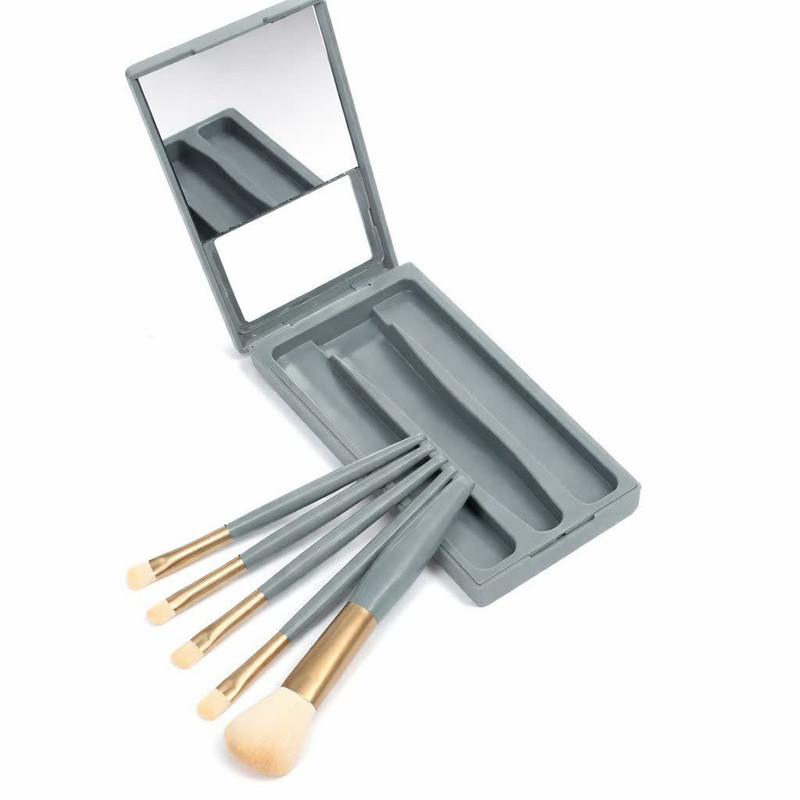 ست براش آرایشی آیینه دار مسافرتی مدل TRA-5 بسته 5 عددی
