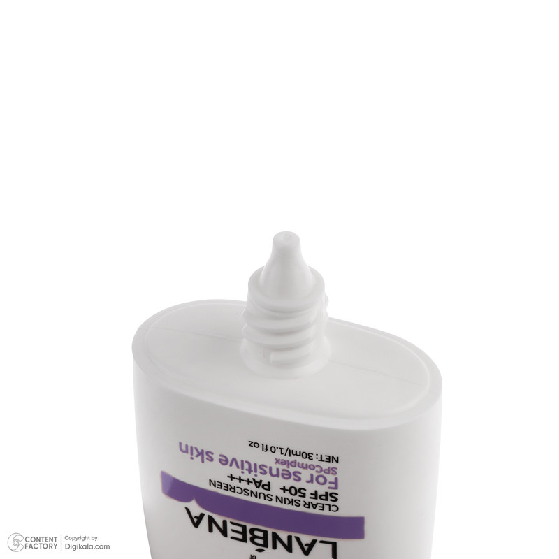 کرم ضد آفتاب بدون رنگ لنبنا SPF 50 مدل sensitive حاوی محافظ UVB و UVA مناسب پوست های حساس حجم 30 میلی لیتر