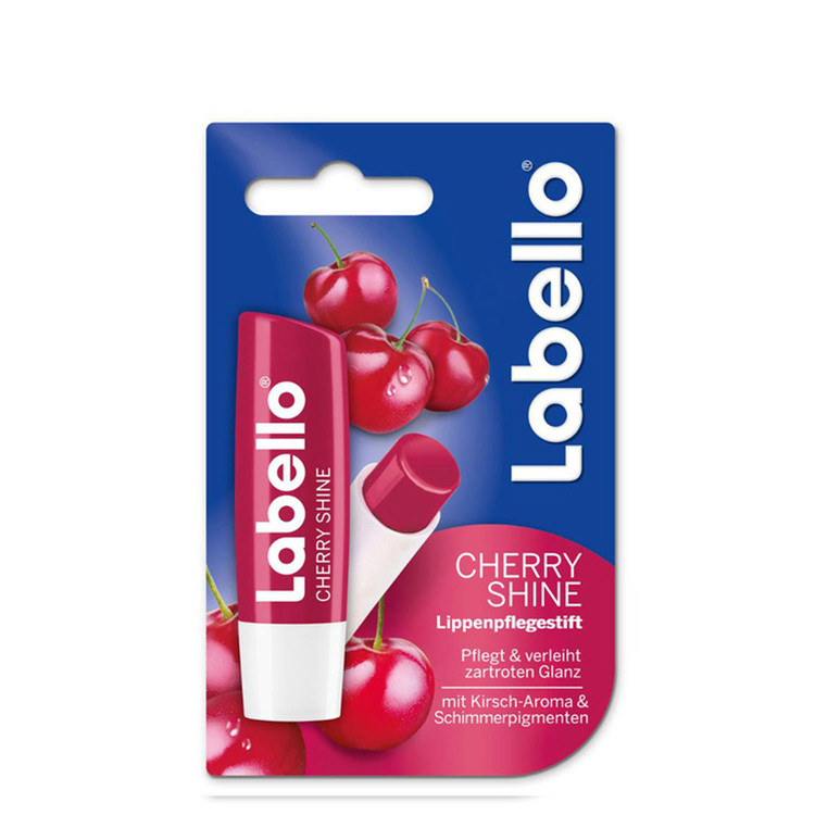 بالم لب مرطوبکننده لابلو مدل CHERRY SHINE با عصاره شیباتر و ویتامین E مناسب پوست خشک و ترکخورده بانوان، دارای بافت جامد و محفظه ماتیکی