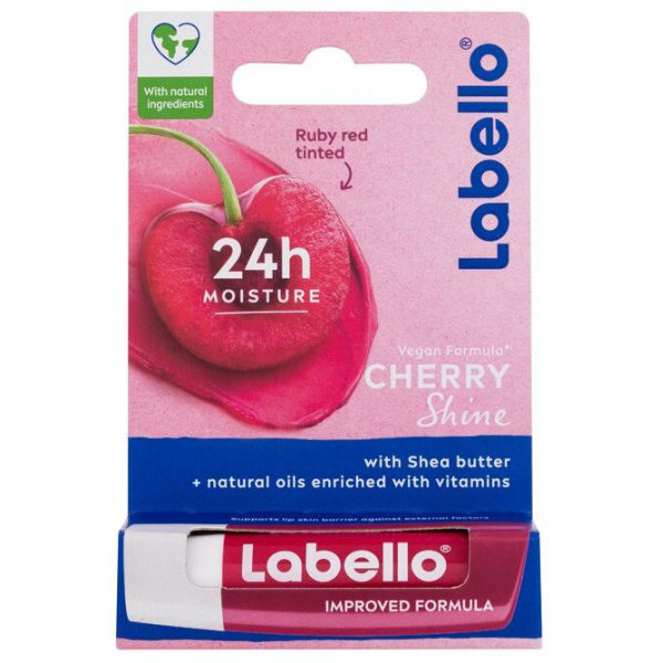 بالم لب ماتیکی لابلو مدل CHERRY-MOISTURE با عصاره گیاهی، حاوی شی باتر و ویتامین، مرطوبکننده 24 ساعته