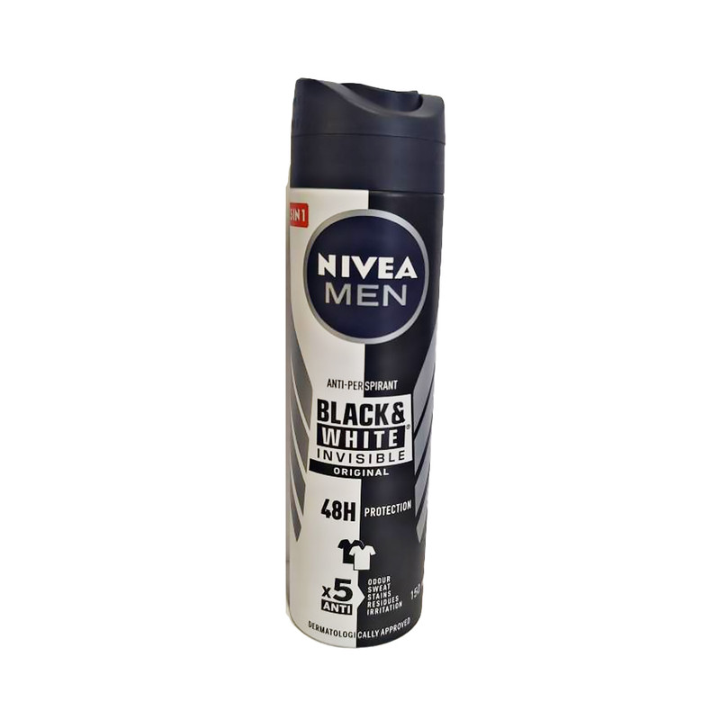 اسپری ضدتعریق مردانه نیوا مدل Black & White Invisible Original حجم 150 میلی‌لیتر