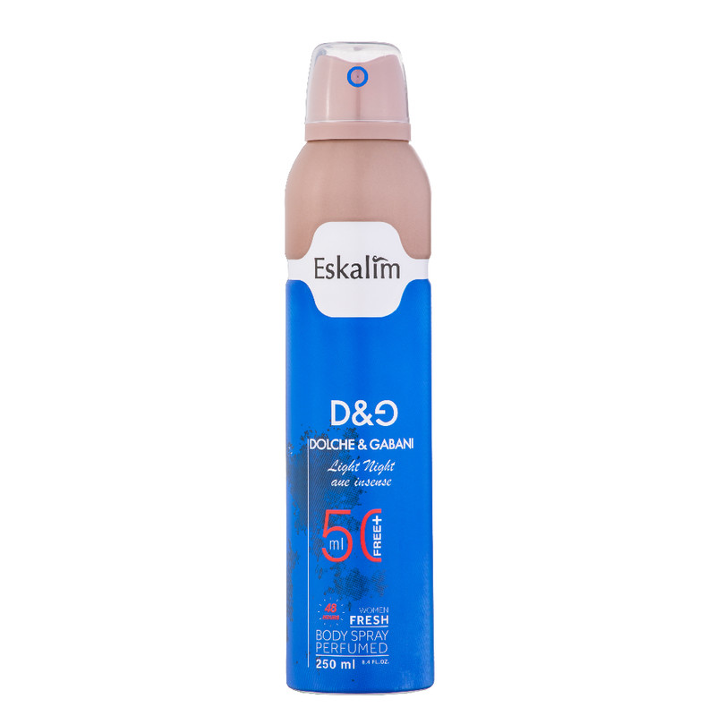 اسپری خوشبو کننده بدن زنانه اسکالیم مدل D&G LIGHT BLUE INTENSE حجم 250 میلی لیتر