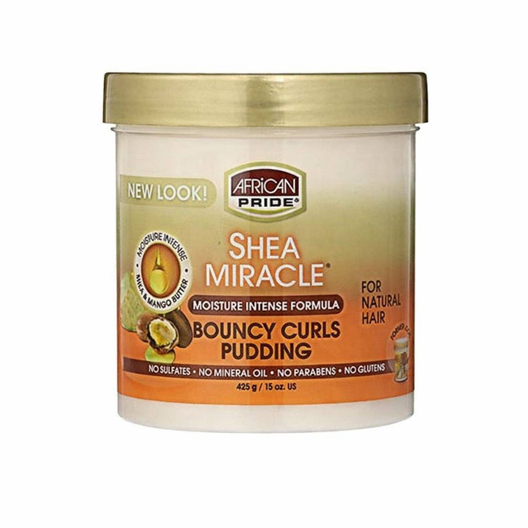 ماسک مرطوب کننده مو آفریکن پراید مدل Bouncy Curls Pudding مناسب برای موهای معمولی حجم 425 میلی لیتر
