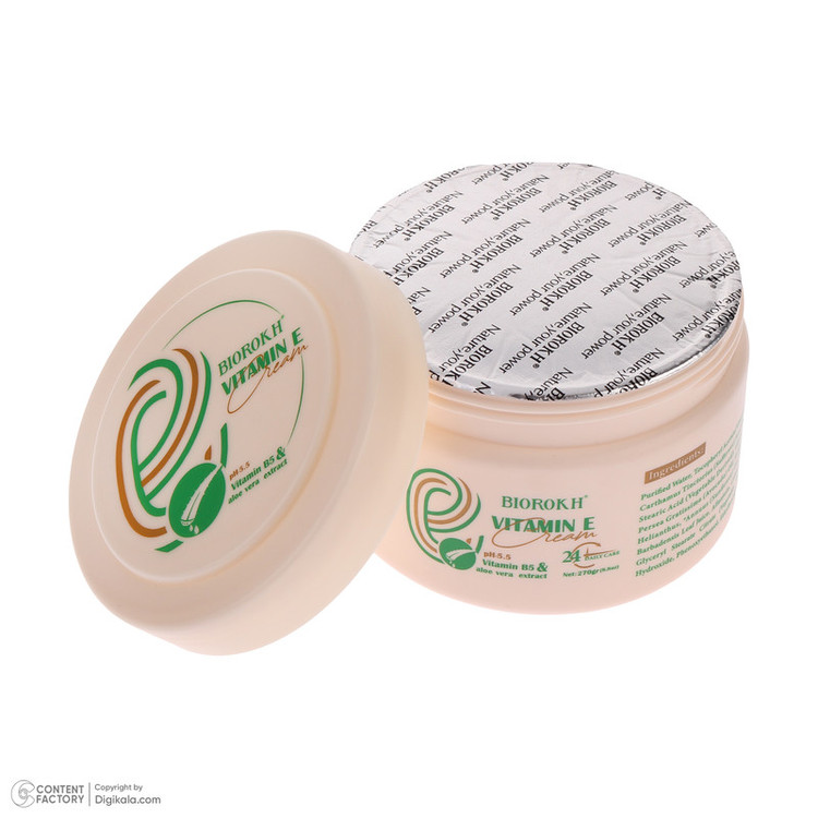 کرم مرطوب کننده بایورخ مدل Vitamin E مناسب برای انواع پوست وزن 270 گرم