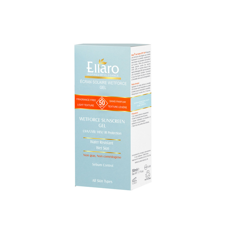 ژل ضد آفتاب بیرنگ دست، صورت، گردن الارو SPF 50 مدل WetForce محافظ در برابر uva uvb مناسب برای انواع پوست حجم 50 میلیلیتر
