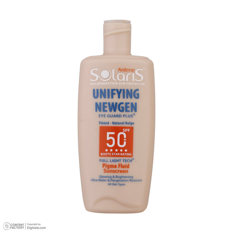 فلوئید ضدآفتاب رنگی آردن سولاریس +SPF50 مدل Unifying Newgen مناسب انواع پوست، حجم 75 میلیلیتر