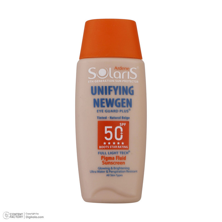 فلوئید ضدآفتاب رنگی آردن سولاریس +SPF50 مدل Unifying Newgen مناسب انواع پوست، حجم 75 میلیلیتر