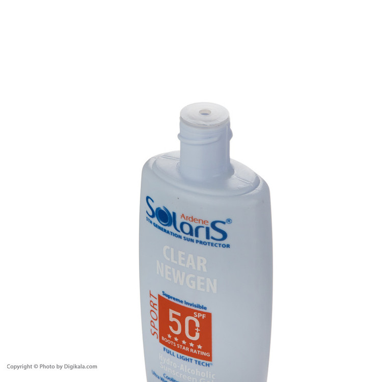 ژل ضدآفتاب بیرنگ آردن سولاریس SPF50 مدل Clear Newgen، مناسب پوستهای چرب، حجم 100 میلیلیتر
