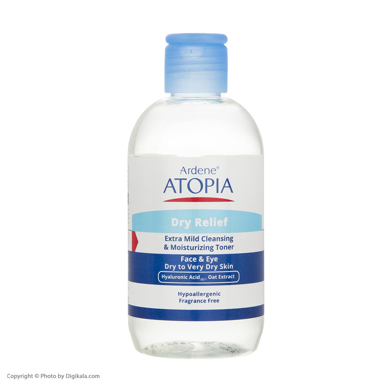 تونر پاک کننده صورت و چشم آردن آتوپیا مدل Dry Relief مناسب پوست خشک و خیلی خشک حجم 250 میلی لیتر