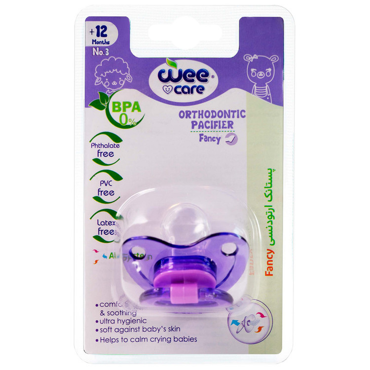 پستانک ارتودنسی وی کر مدل دسته دار fancy شفاف سایز +12 ماه کد p109
