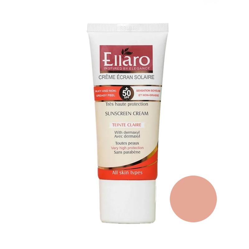 کرم ضد آفتاب رنگی الارو SPF 50 مدل 1 محافظ uva/uvb مناسب برای انواع پوست حجم 50 میلیلیتر