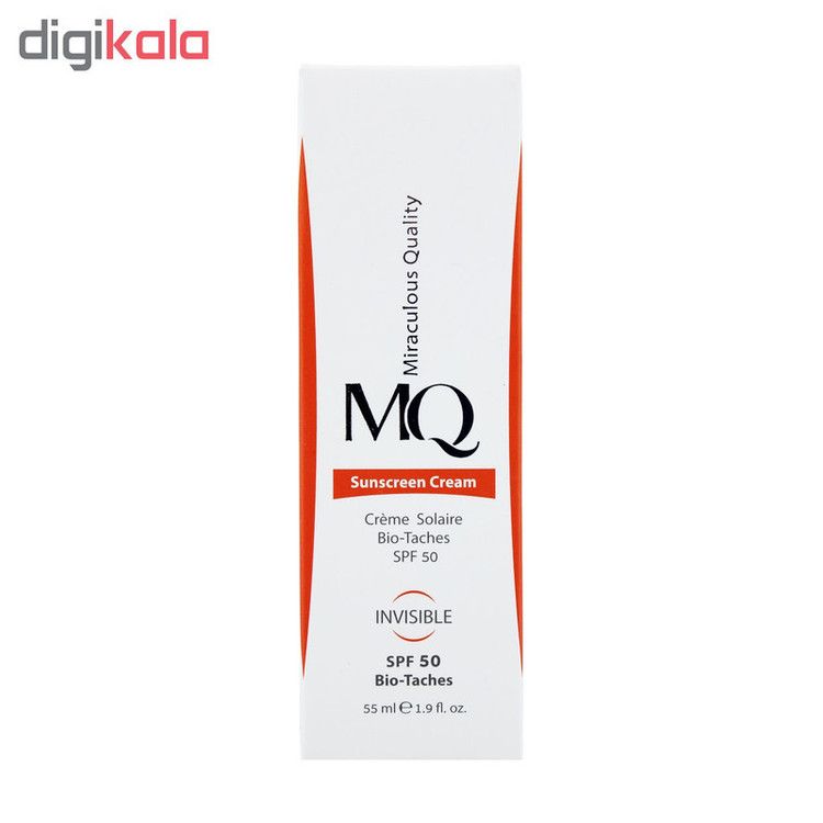 کرم ضدآفتاب بیرنگ ام کیو SPF50 مدل BIO TACHES مناسب انواع پوست، حجم 55 میلیلیتر