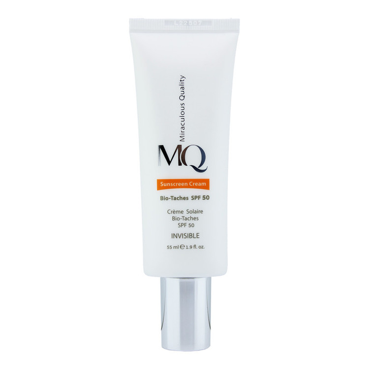 کرم ضدآفتاب بیرنگ ام کیو SPF50 مدل BIO TACHES مناسب انواع پوست، حجم 55 میلیلیتر