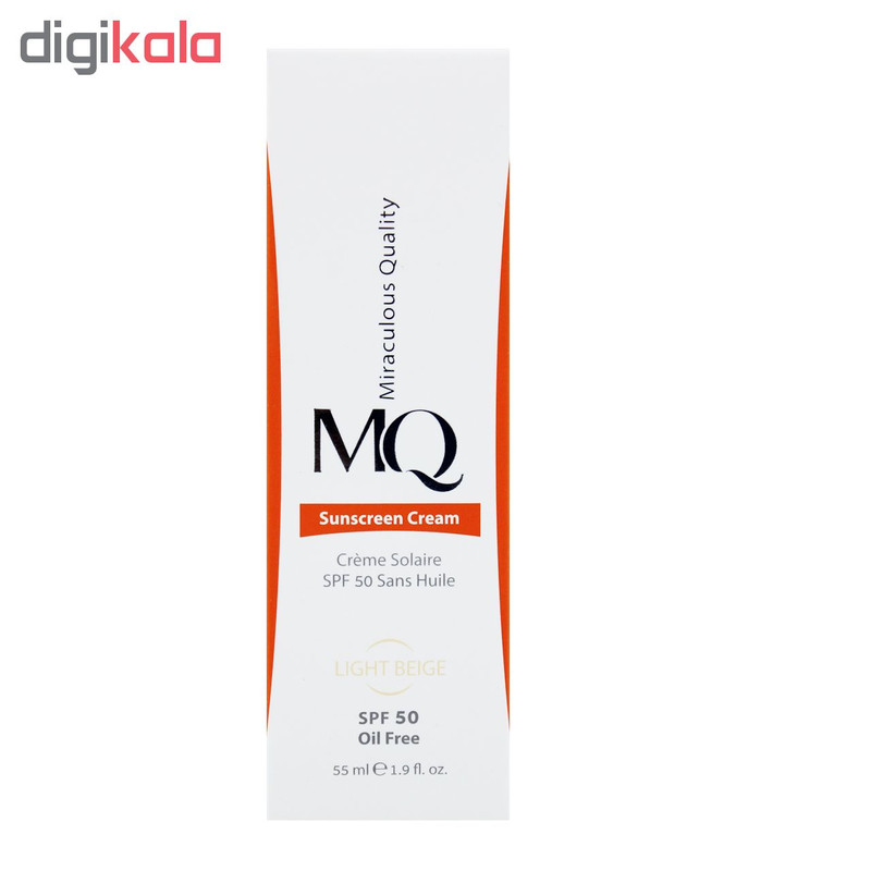 کرم ضدآفتاب رنگی ام کیو SPF50 مدل LIGHT BEIGE، مناسب پوستهای چرب، حجم 55 میلیلیتر