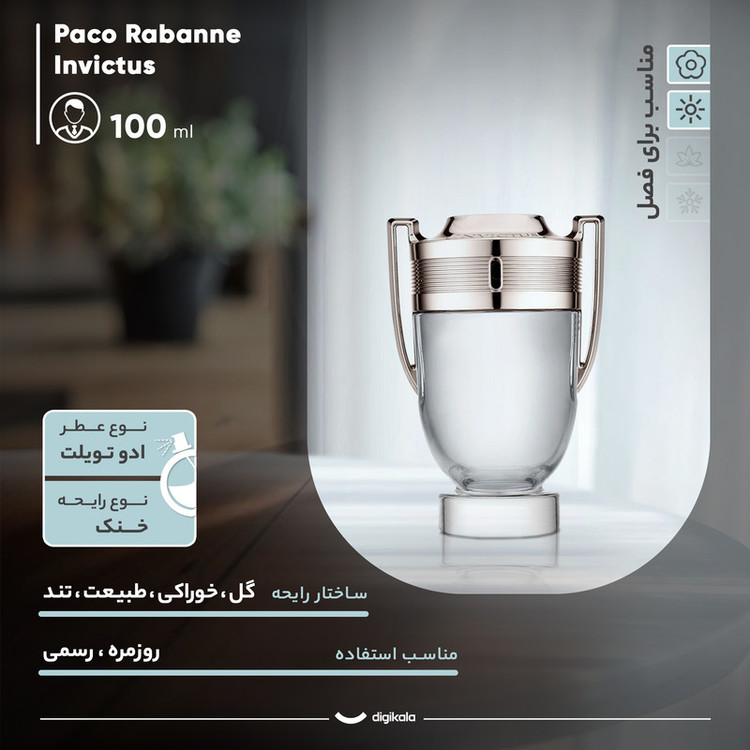 ادو تویلت مردانه پاکو رابان مدل Invictus حجم 100 میلی لیتر