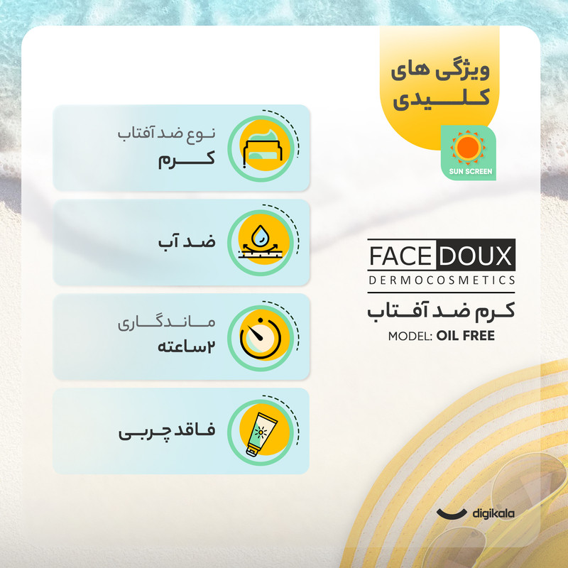 کرم ضدآفتاب فیس دوکس مدل Oil free، حجم 40میلیلیتر