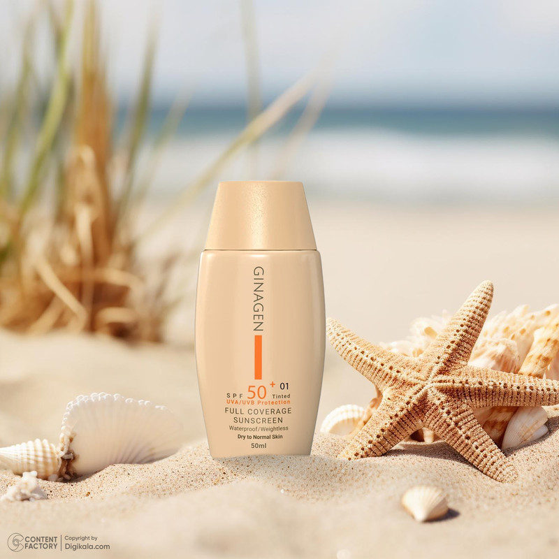 کرم ضد آفتاب رنگی ژیناژن، SPF 50، مدل 01، مناسب پوستهای خشک و نرمال با تنالیته متوسط و حجم 50 میلیلیتر، ضد آب، فاقد پارابن، محافظتکننده در برابر اشعههای UVA و UVB، ارای فرمولاسیون بدون الکل و گلیسیرین غنی شده با ویتامین E، با ماندگاری 4 ساعته