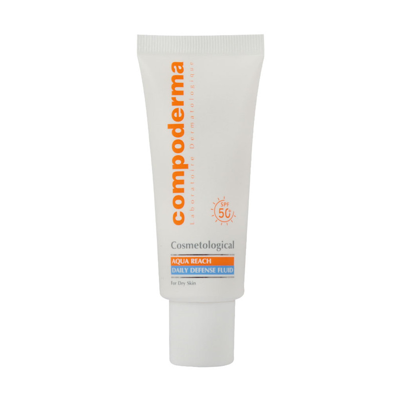 کرم ضد آفتاب بدون رنگ کامپودرما SPF 50 مدل آکوا ریچ مناسب پوستهای خشک حجم 50 میلیلیتر