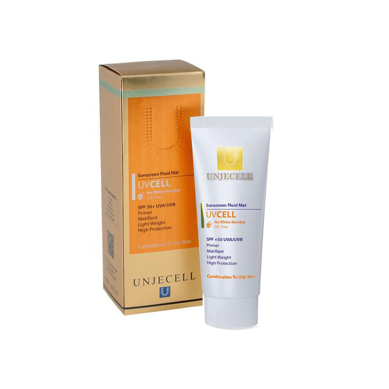 کرم ضد آفتاب بی رنگ آنژسل SPF50 مدل UVCELL مناسب پوست چرب حجم 40 میلی لیتر