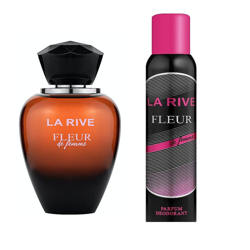 ادوپرفیوم زنانه لا ریو مدل  Fleur De Femme با رایحه گرم حجم 90 میلی لیتر به همراه اسپری خوشبو کننده بدن لا ریو مدل  Fleur De Femme با رایحه گرم حجم 150 میلی لیتر