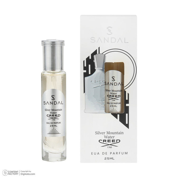 عطر جیبی مردانه صندل مدل silver mountain با رایحه خنک حجم 25 میلیلیتر
