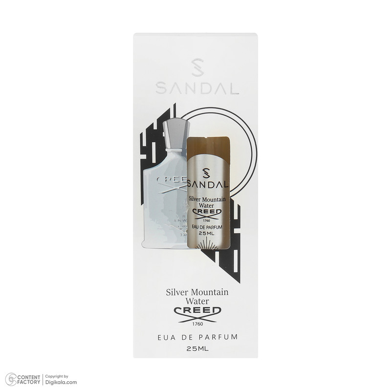 عطر جیبی مردانه صندل مدل silver mountain با رایحه خنک حجم 25 میلیلیتر