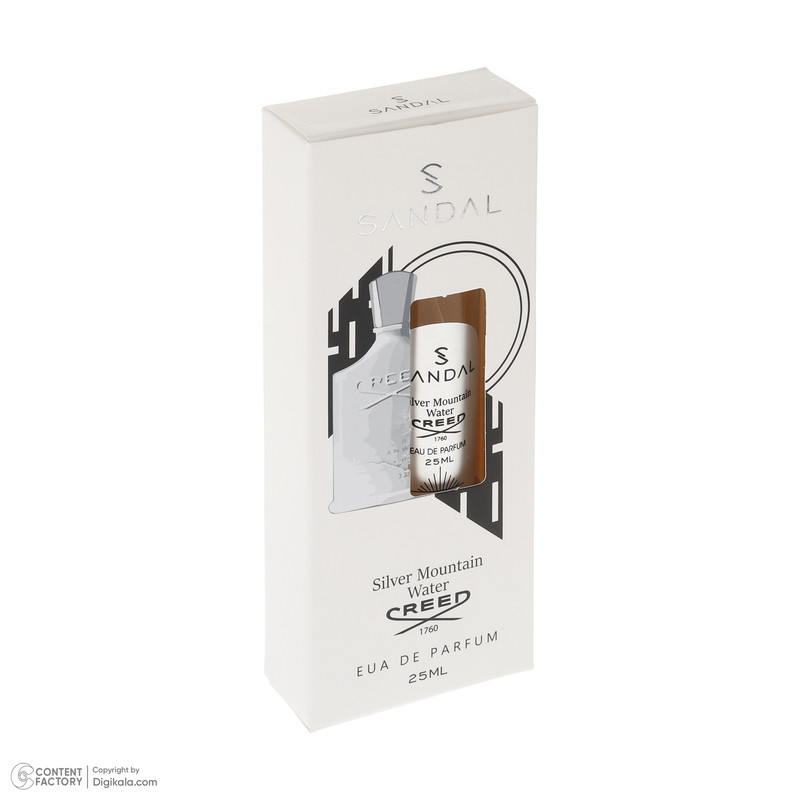 عطر جیبی مردانه صندل مدل silver mountain با رایحه خنک حجم 25 میلیلیتر