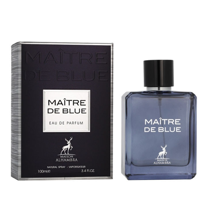 ادو پرفیوم مردانه الحمبرا مدل MAITRE DE BLUE با رایحه خنک حجم 100 میلی لیتر