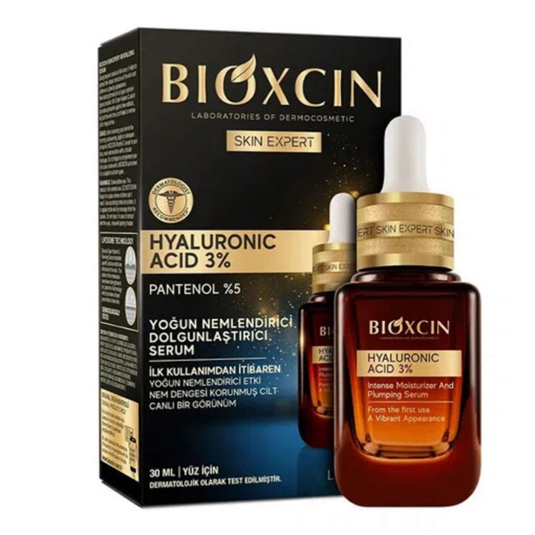 سرم ضد چروک بیوکسین مدل HYALURONIC ACID 3% مناسب برای انواع پوست حجم 30 میلی لیتر