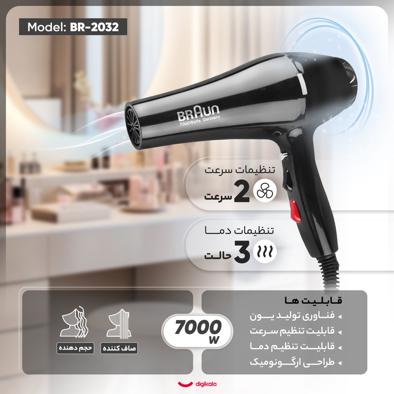 سشوار نیمه حرفهای مدل BR-2032