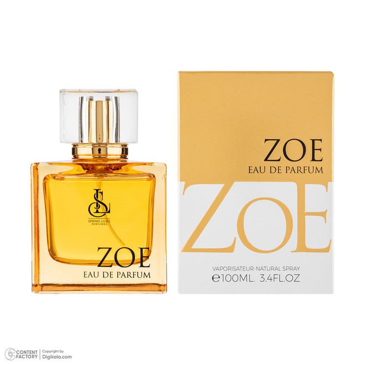 ادوپرفیوم زنانه اسپرینگ لیلیز مدل zoe با رایحه معتدل حجم 100 میلیلیتر
