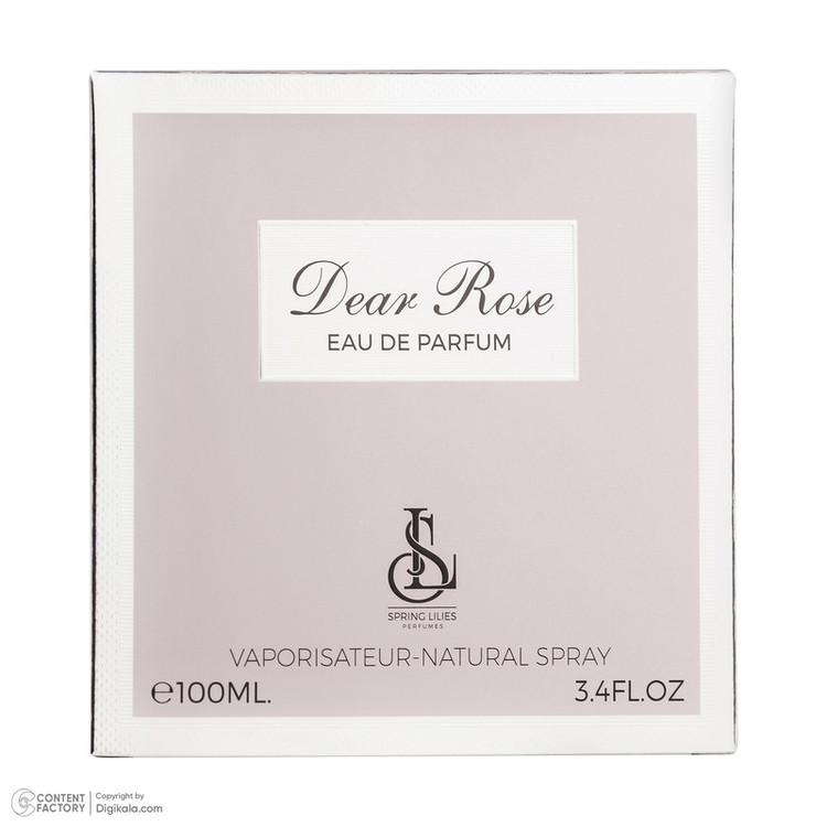 ادوپرفیوم زنانه اسپرینگ لیلیز مدل DEAR ROSE با رایحه گرم حجم 100 میلیلیتر