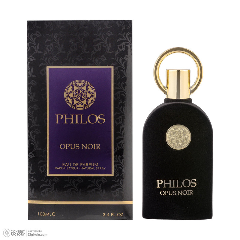 ادوپرفیوم الحمبرا مدل PHILOS OPUS NOIR با رایحه گرم حجم 100 میلیلیتر