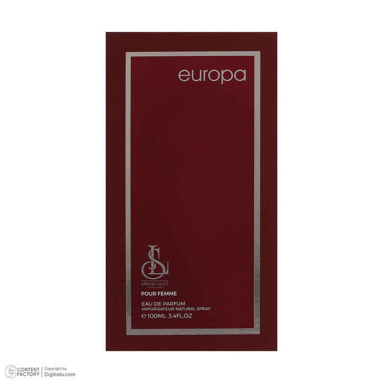 ادوپرفیوم زنانه اسپرینگ لیلیز مدل Europa با رایحه گرم حجم 100 میلیلیتر