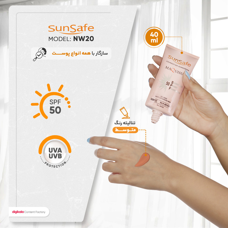 کرم ضدآفتاب رنگی سانسیف مدل NW15 مقدار 40 گرم