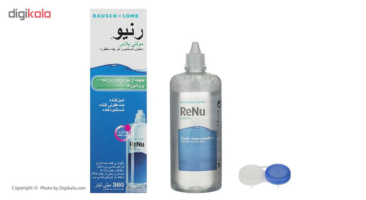 محلول شستشوی لنز رنیو مدل مولتی پلاس حجم 360 میلی لیتر