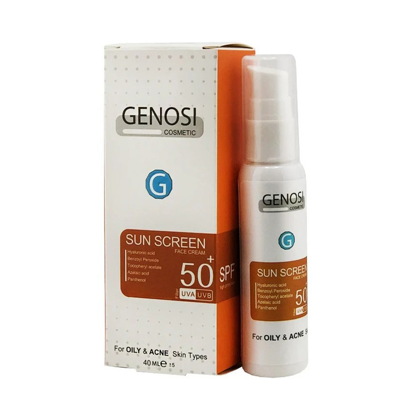 کرم ضد آفتاب بیرنگ گنوسی SPF 50 مدل هیالورونیک اسید محافظ در برابر UVA/UVB مناسب برای پوست چرب حجم 40 میلیلیتر