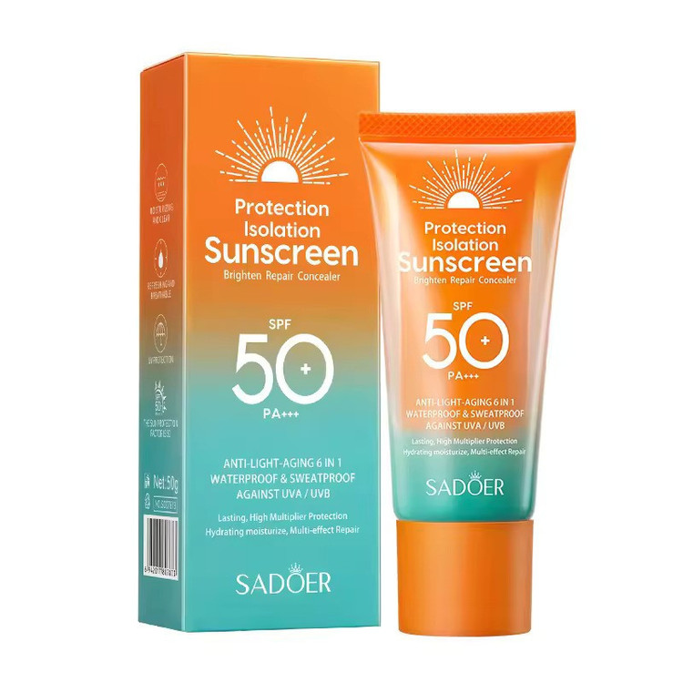 کرم ضد آفتاب بدون رنگ سادور SPF 50 مدل PI محافظ UVA ،UVB و PA+++، ضد حساسیت، ضد چروک و ضد پیری، مناسب انواع پوست وزن 50 گرم