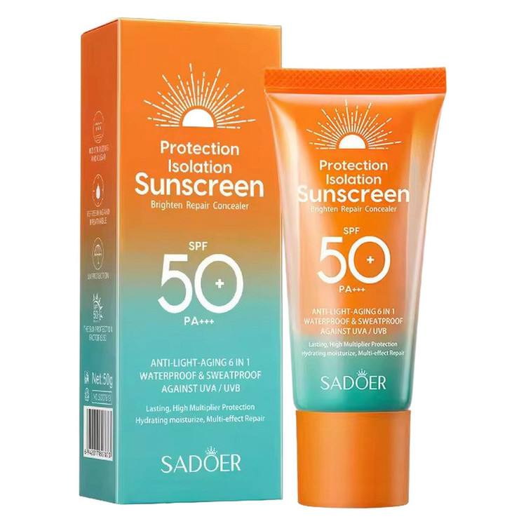 کرم ضد آفتاب بدون رنگ سادور SPF 50 مدل PI محافظ UVA ،UVB و PA+++، ضد حساسیت، ضد چروک و ضد پیری، مناسب انواع پوست وزن 50 گرم
