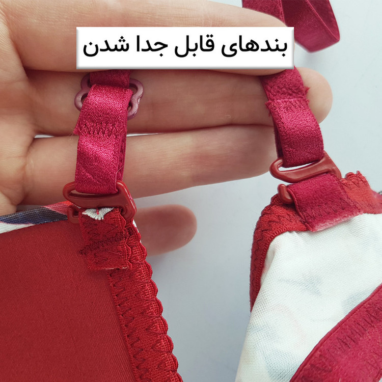 ست شورت و سوتین زنانه لناژنکن مدل اسفنجی پوش آپ فنردار طرح گل بنفشه کد 5571-4