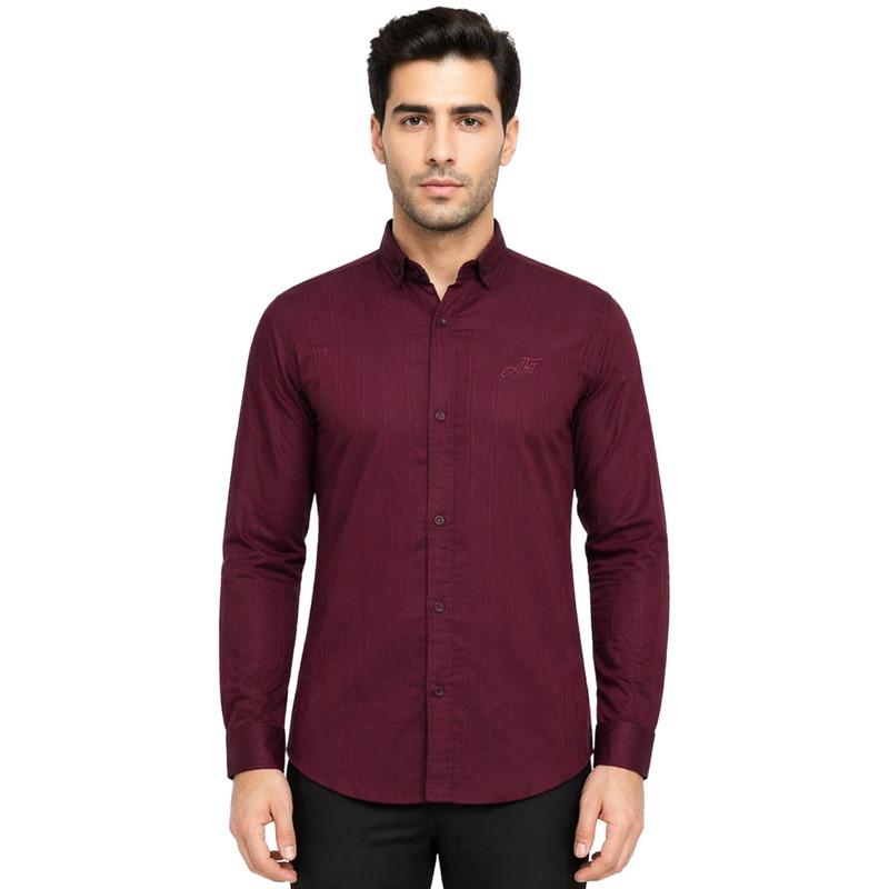 پیراهن آستین بلند یقه برگردان با تنخور معمولی (regular fit) مردانه مدل 5682-52